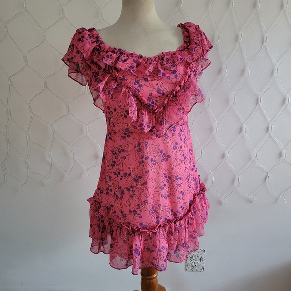 Majorelle • Revolve Frilly Little Floral Mini Dress / Ruffles / Tagged Sz Medium - Picture 1 of 6